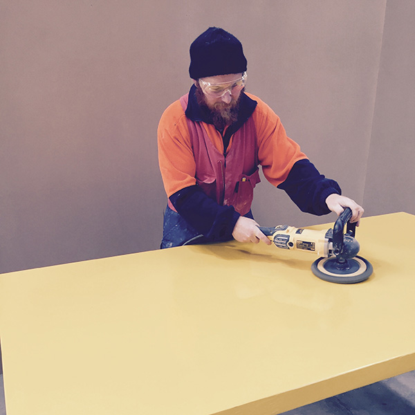 Image of polishing yellow door